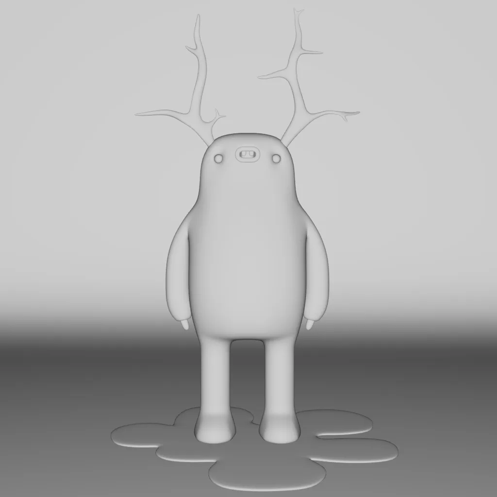 Birdmonster — render en clay (sin texturas)