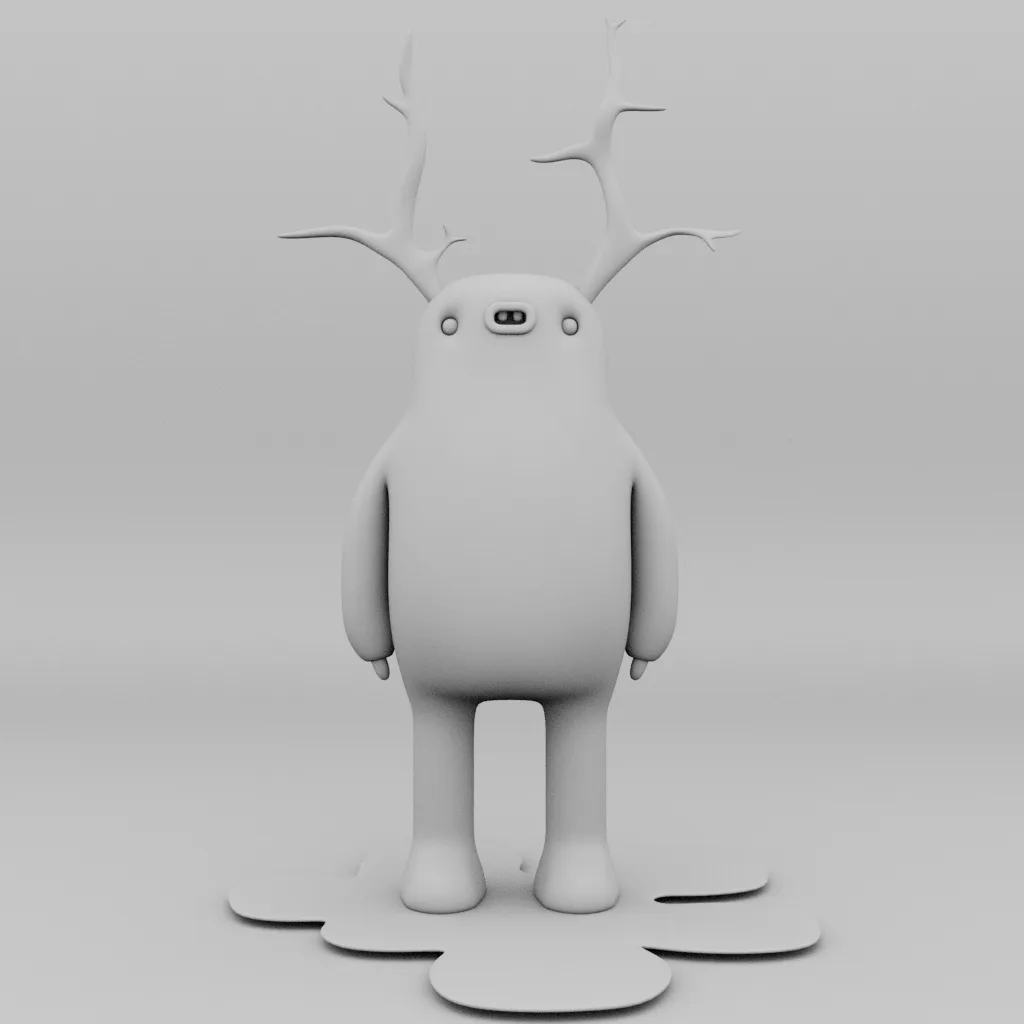 Birdmonster — render en clay (sin texturas)