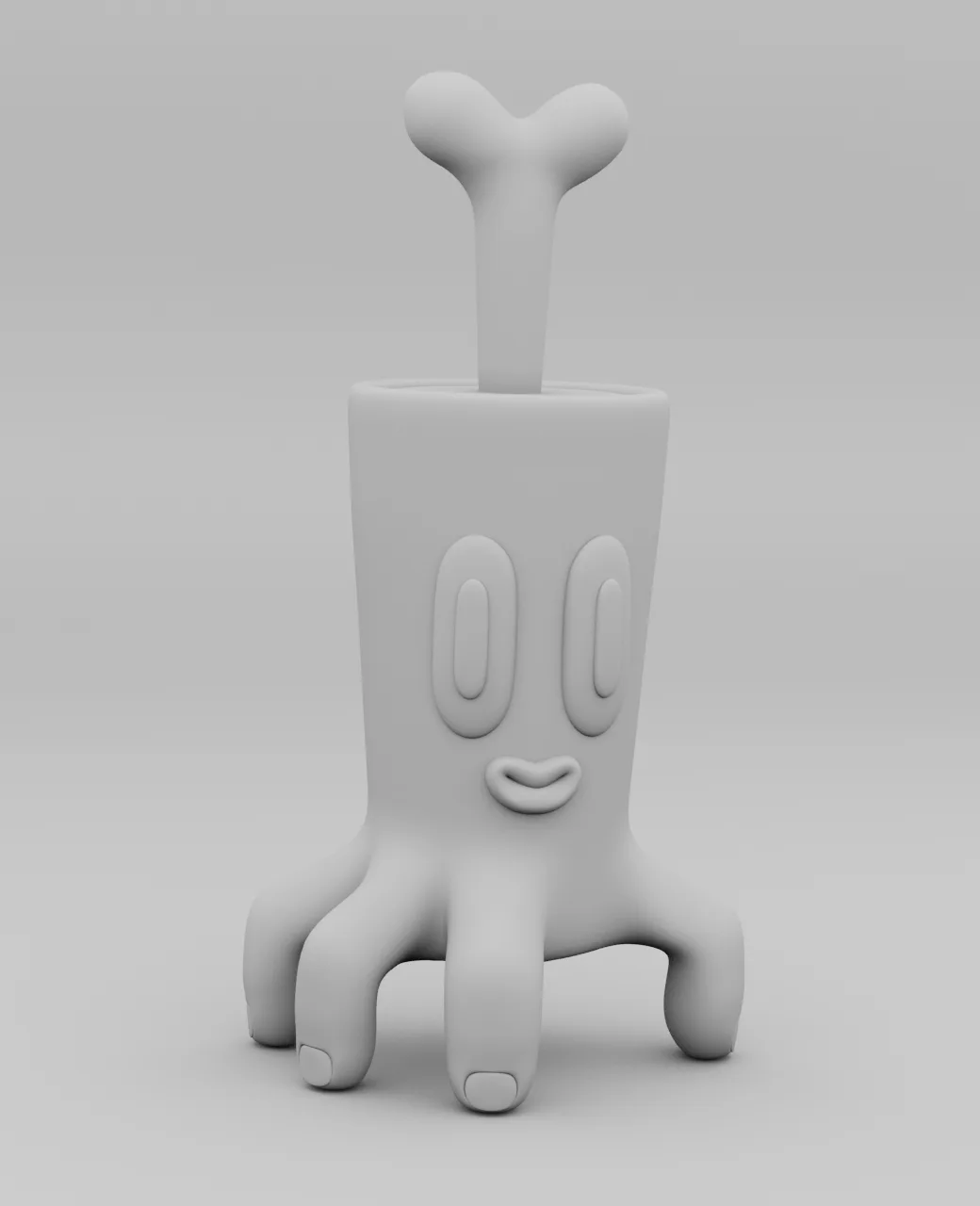 Handpopus — render en clay (sin texturas)