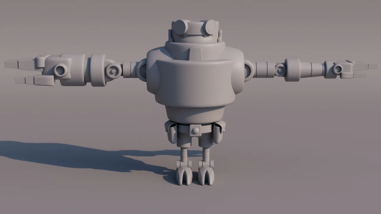 Hellbot — render en clay (sin texturas)