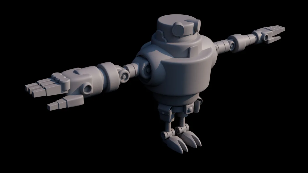 Hellbot — render en clay (sin texturas)
