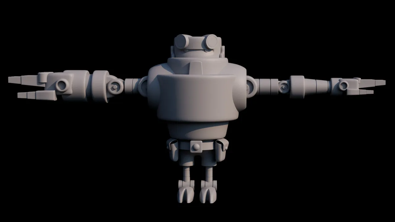 Hellbot — render en clay (sin texturas)