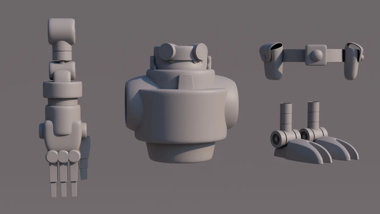 Hellbot — render en clay (sin texturas)